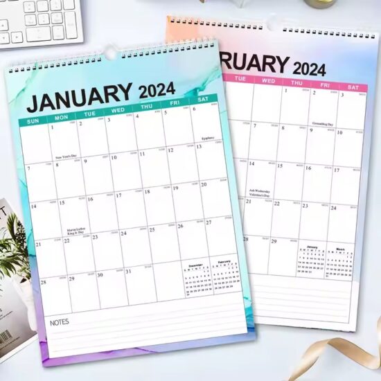 Custom monthly planner poster calendar for office or business wall use